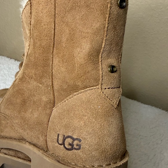 UGG Women's Tan Shearling Lace-Up Boots - Picture 6 of 9